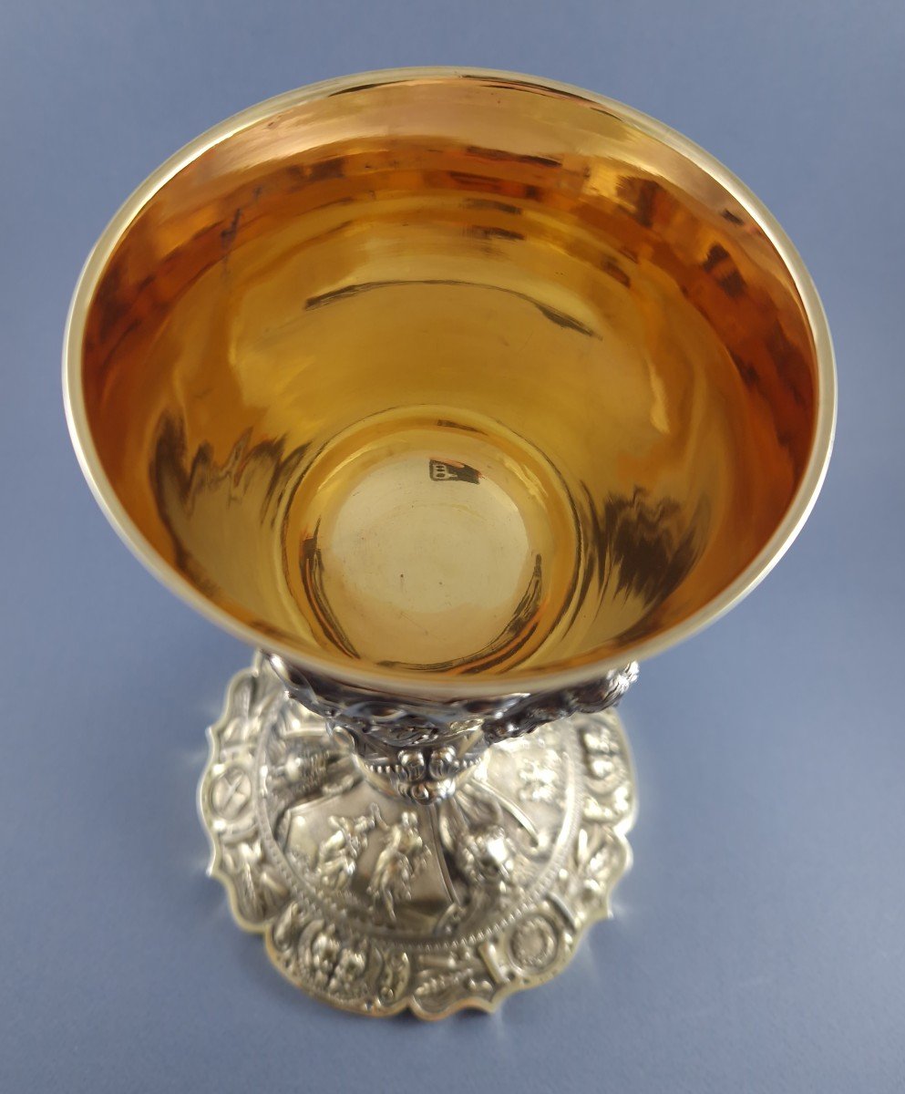 Large Sterling Silver Gilt Chalice By Favier Frères-photo-7
