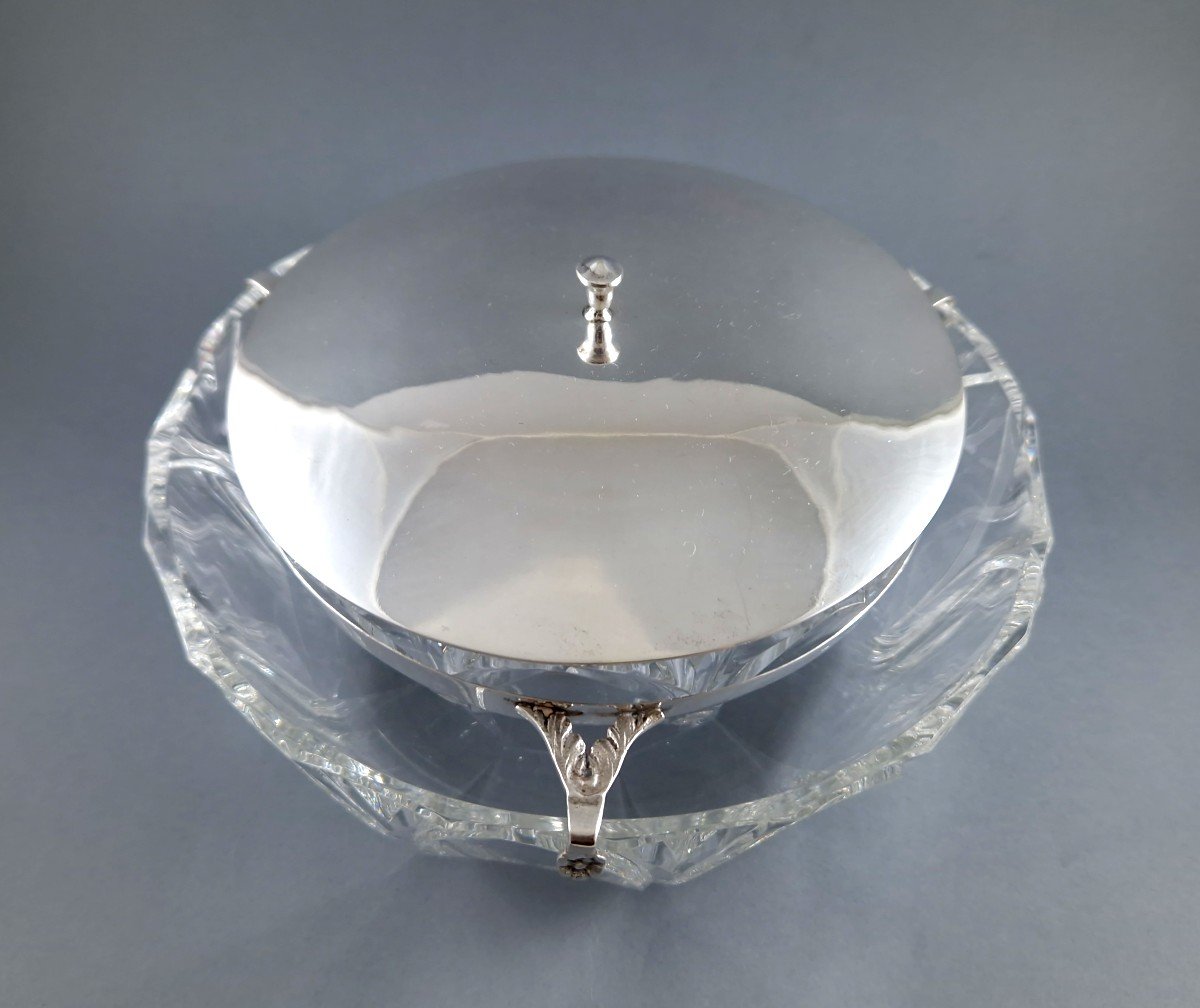 Coupe à caviar en cristal et argent massif-photo-3