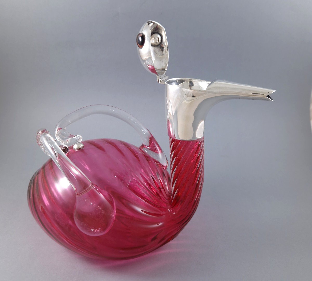 Sterling Silver And Glass Duck Shaped Claret-photo-6