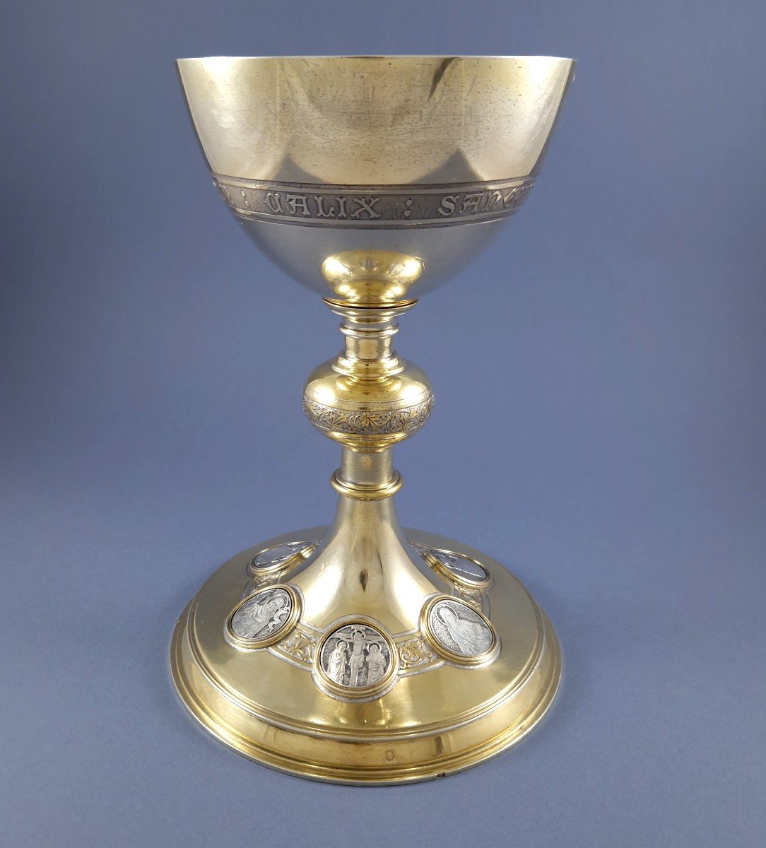 Demarquet Frères Chalice And Its Paten In Sterling Silver And Gilt-photo-2