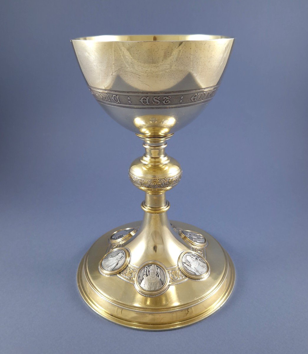 Demarquet Frères Chalice And Its Paten In Sterling Silver And Gilt-photo-3