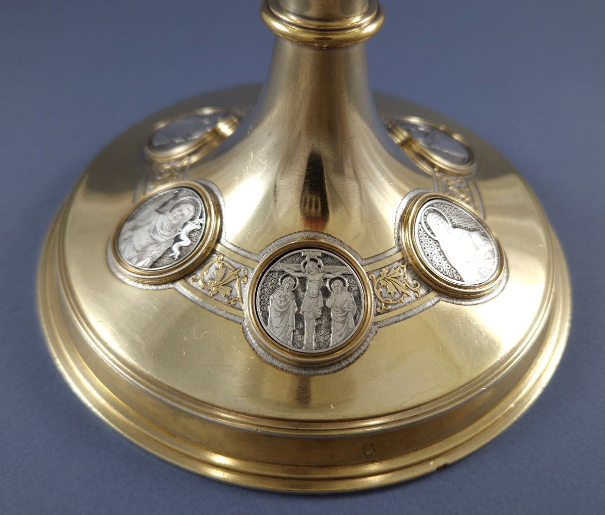 Demarquet Frères Chalice And Its Paten In Sterling Silver And Gilt-photo-4