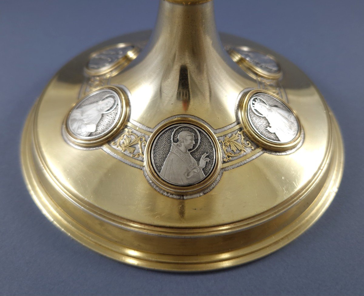 Demarquet Frères Chalice And Its Paten In Sterling Silver And Gilt-photo-1