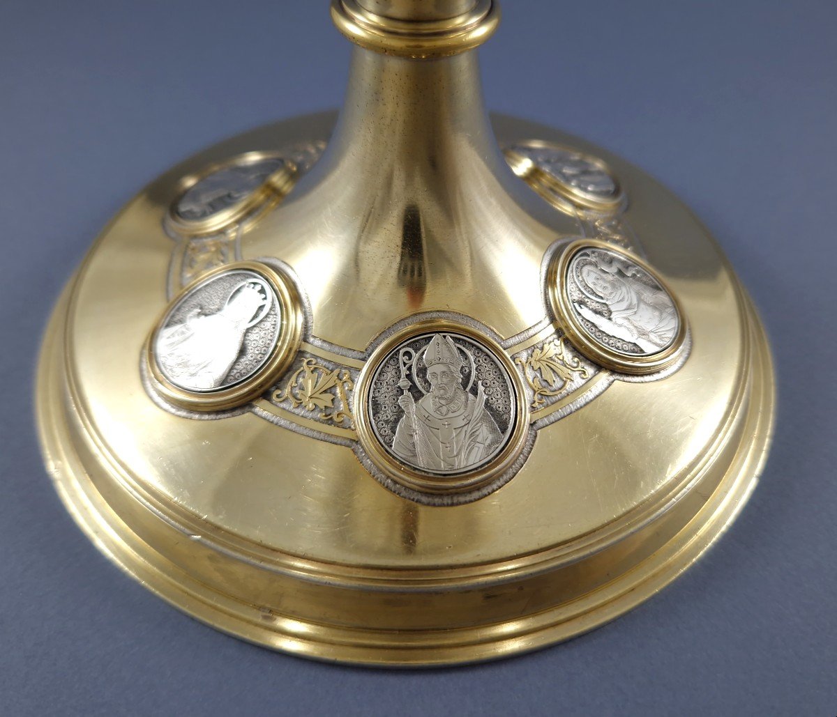 Demarquet Frères Chalice And Its Paten In Sterling Silver And Gilt-photo-2