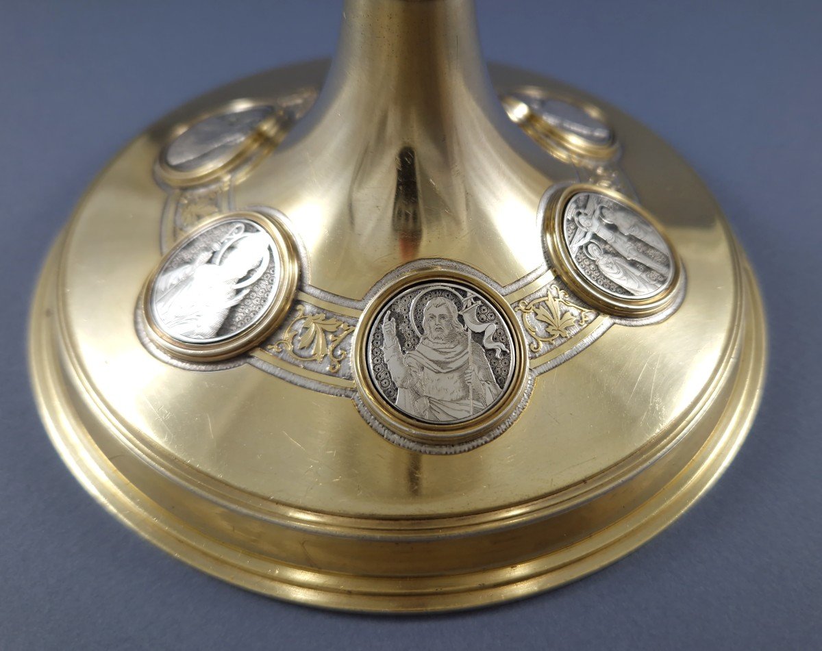 Demarquet Frères Chalice And Its Paten In Sterling Silver And Gilt-photo-3