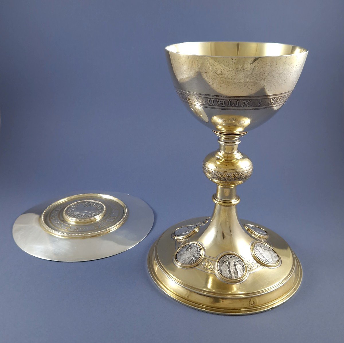 Demarquet Frères Chalice And Its Paten In Sterling Silver And Gilt