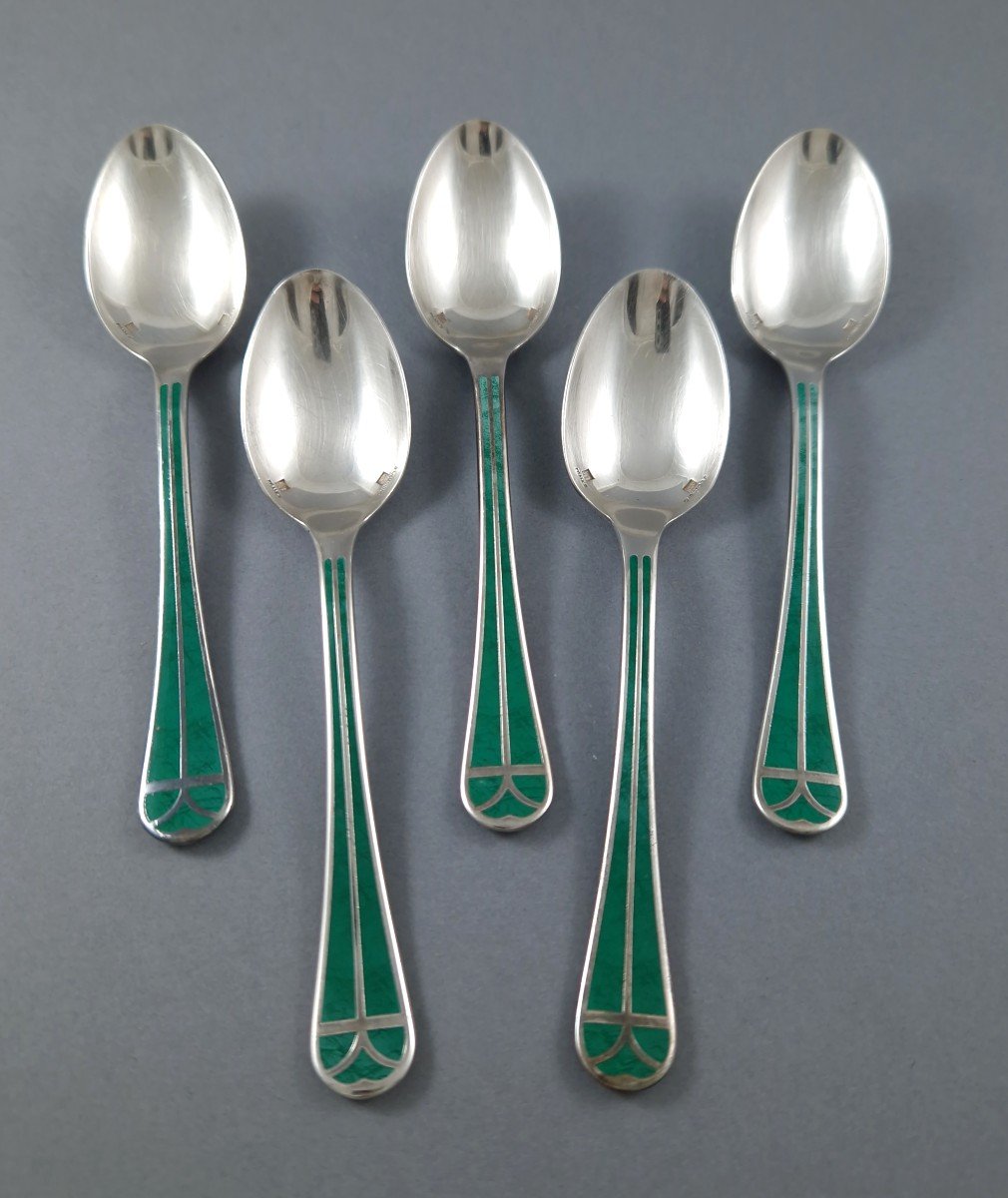 Christofle Talisman - 60-piece Silver-plated Metal And Green Chinese Lacquer Cutlery Set-photo-6