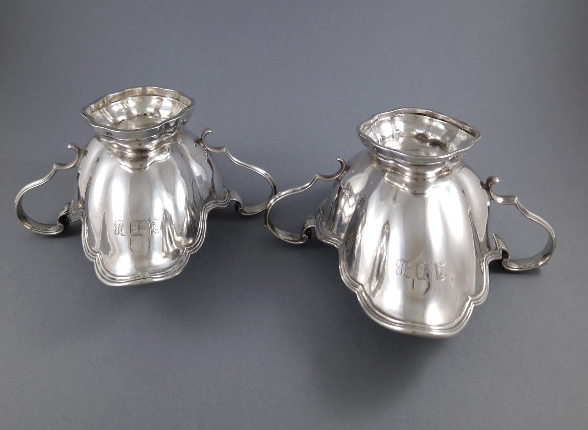 Malines 1759 - Pair Of Sterling Silver And Gilt Sauce Boats Belgium-photo-2