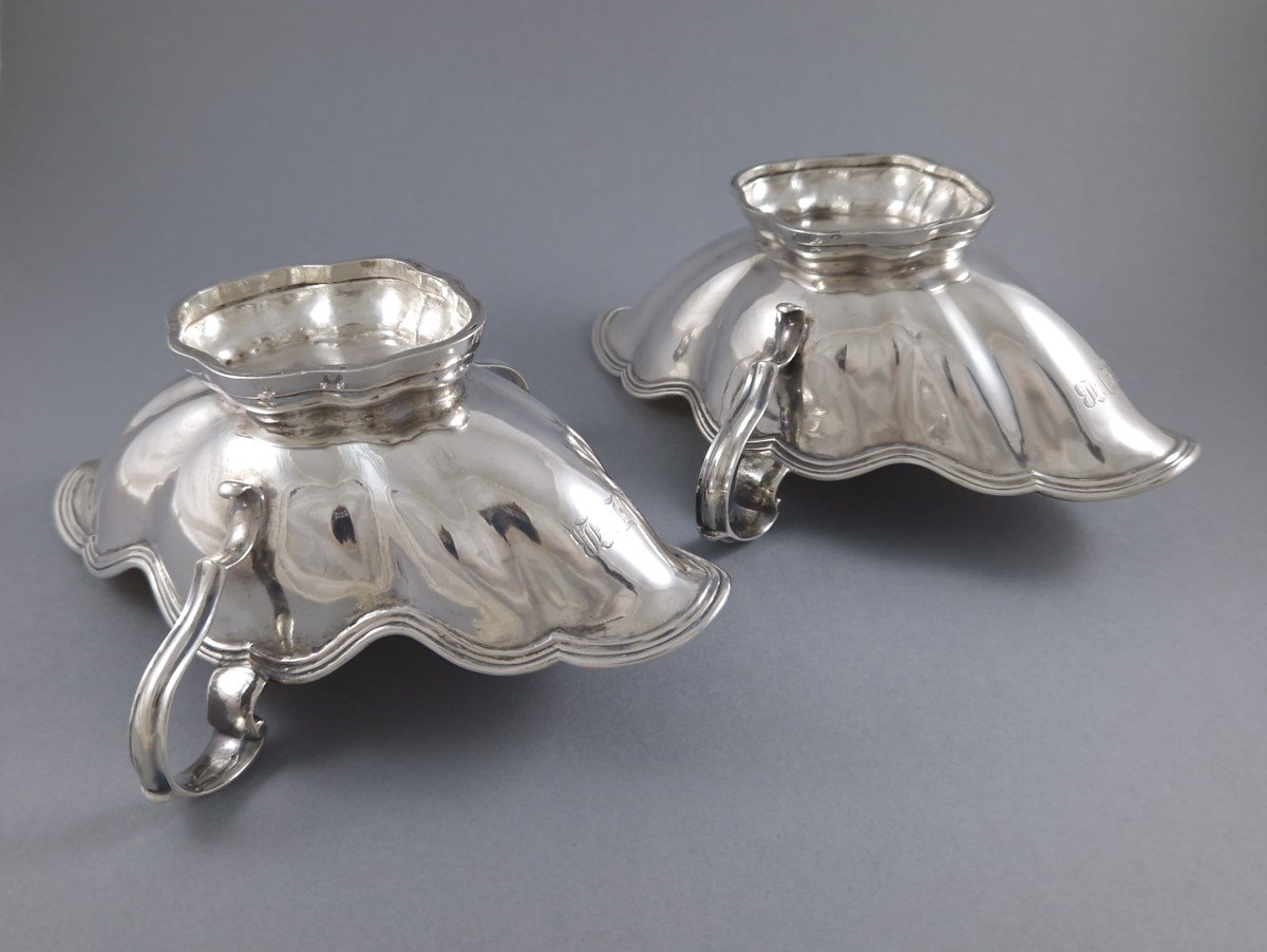 Malines 1759 - Pair Of Sterling Silver And Gilt Sauce Boats Belgium-photo-3