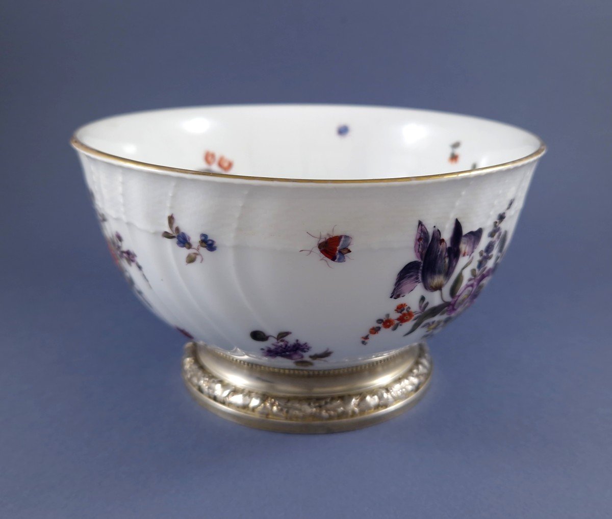 19th Porcelain And Sterling Silver Bowl-photo-3