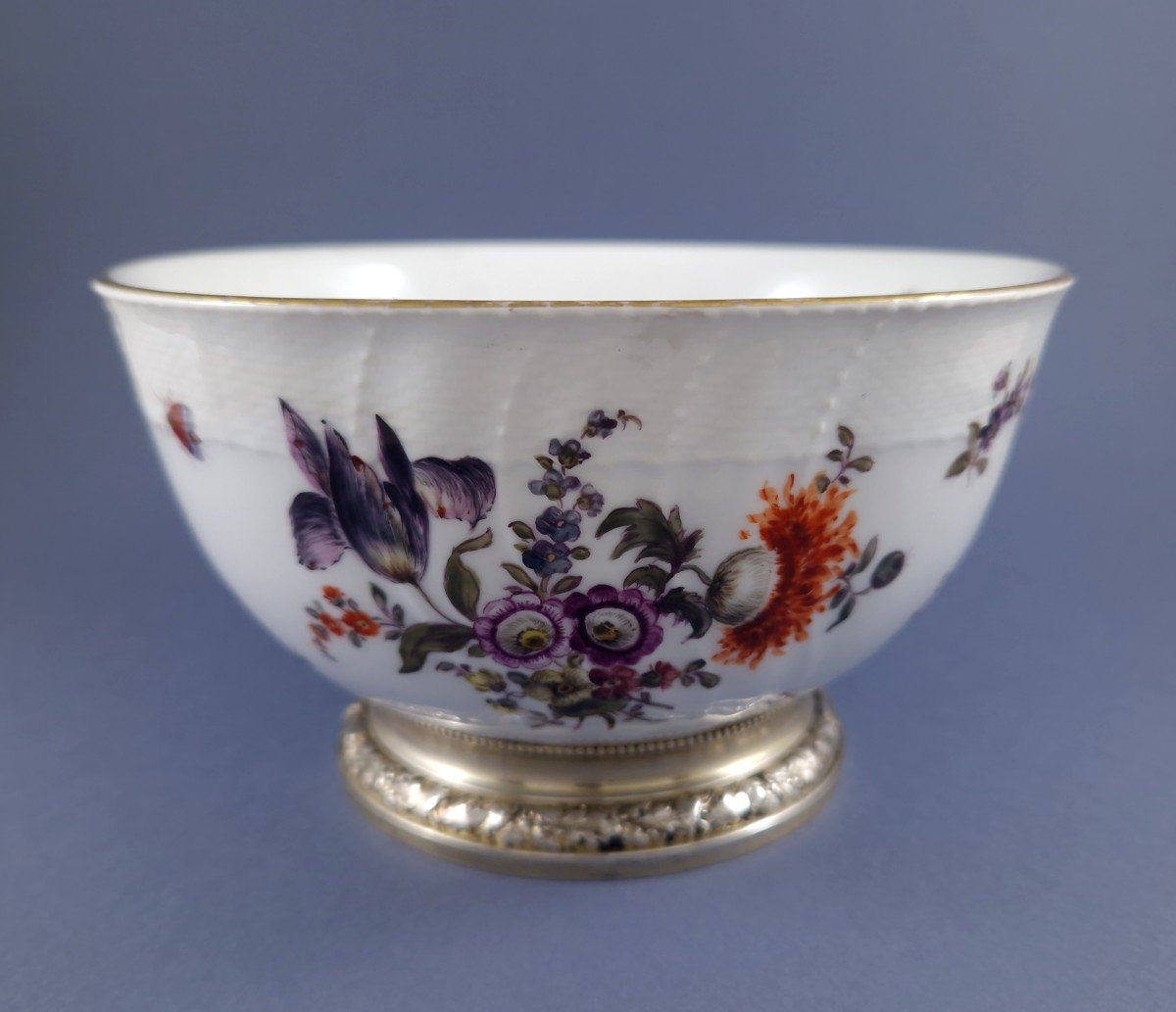 19th Porcelain And Sterling Silver Bowl-photo-1