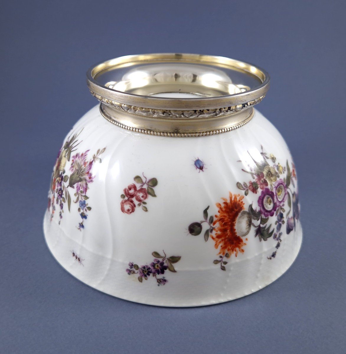 19th Porcelain And Sterling Silver Bowl-photo-7