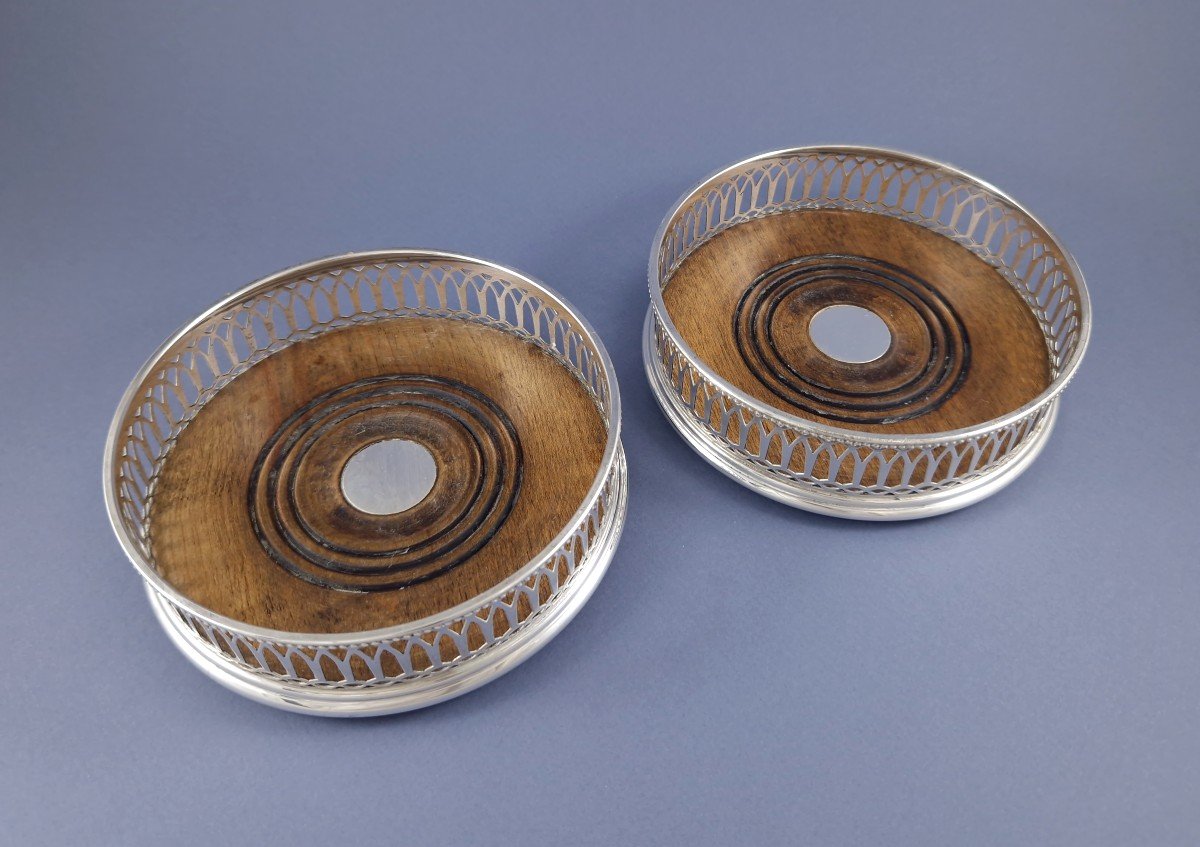 Pair Of Sterling Silver Bottle Coasters-photo-1