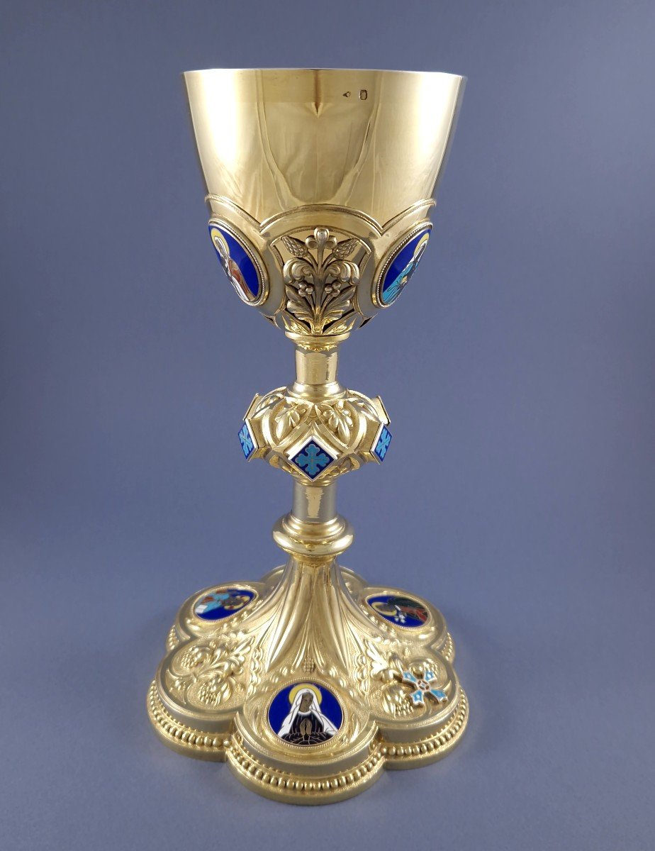 Chalice In Sterling Silver Gilt And Enamel-photo-2