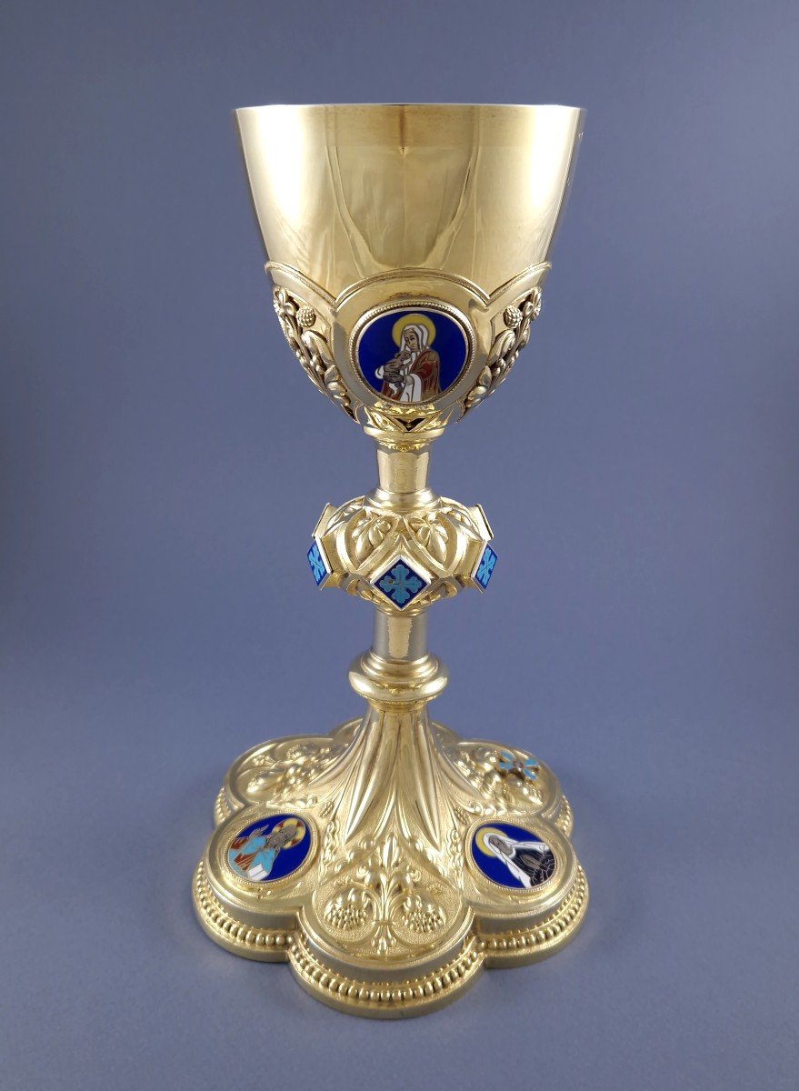 Chalice In Sterling Silver Gilt And Enamel-photo-3