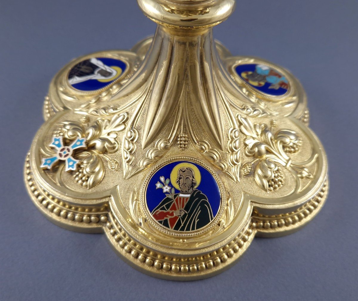 Chalice In Sterling Silver Gilt And Enamel-photo-2