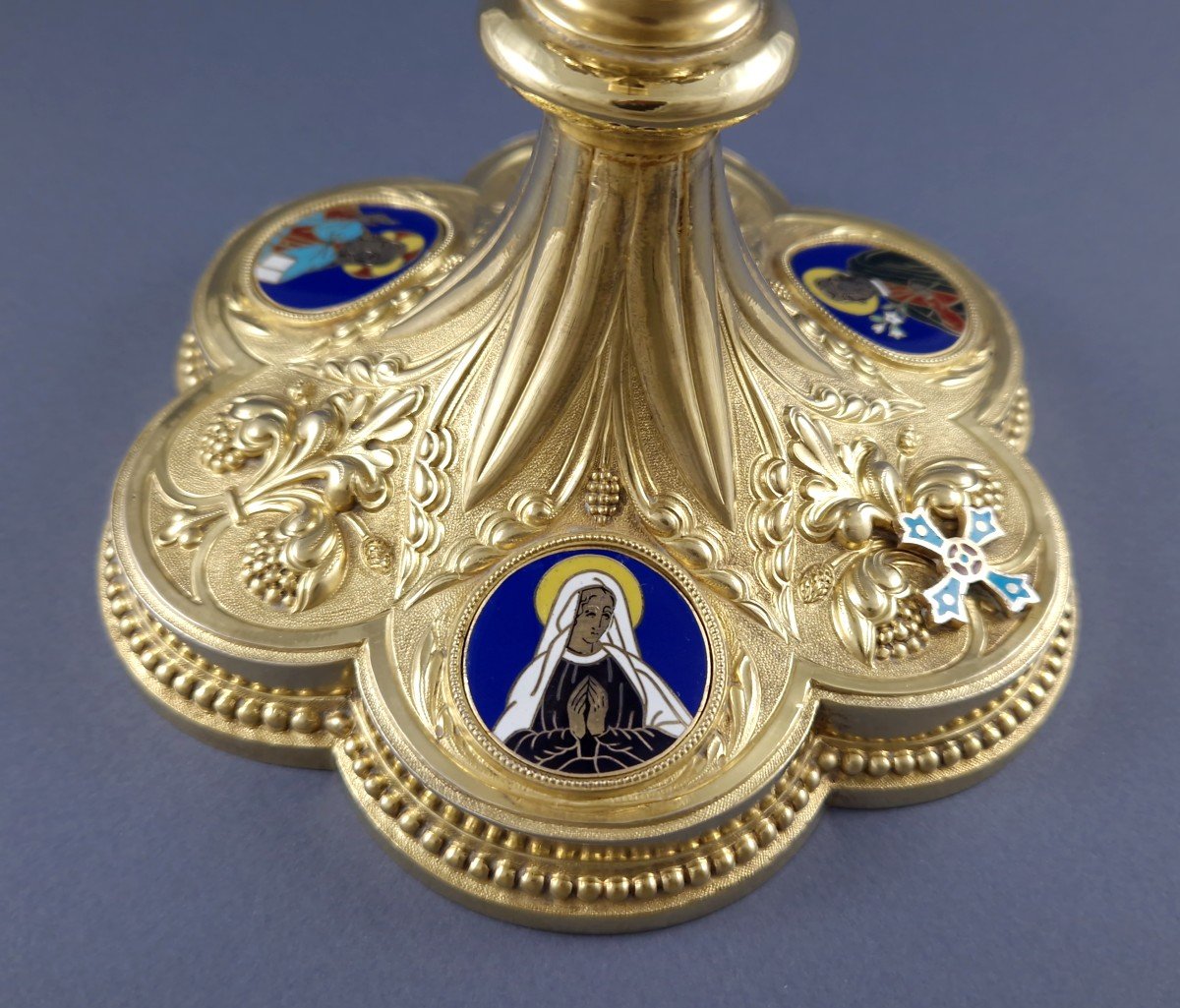 Chalice In Sterling Silver Gilt And Enamel-photo-3