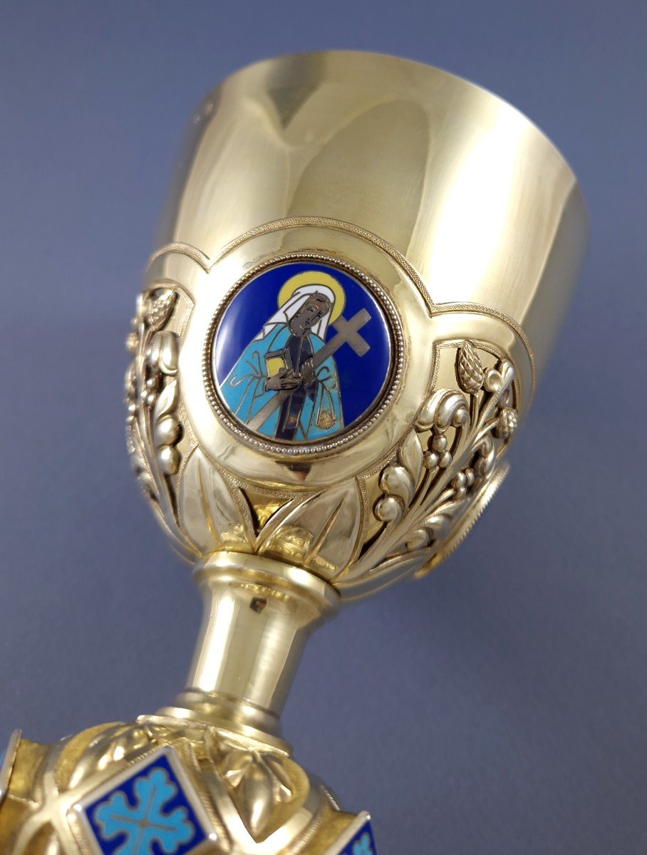 Chalice In Sterling Silver Gilt And Enamel-photo-4