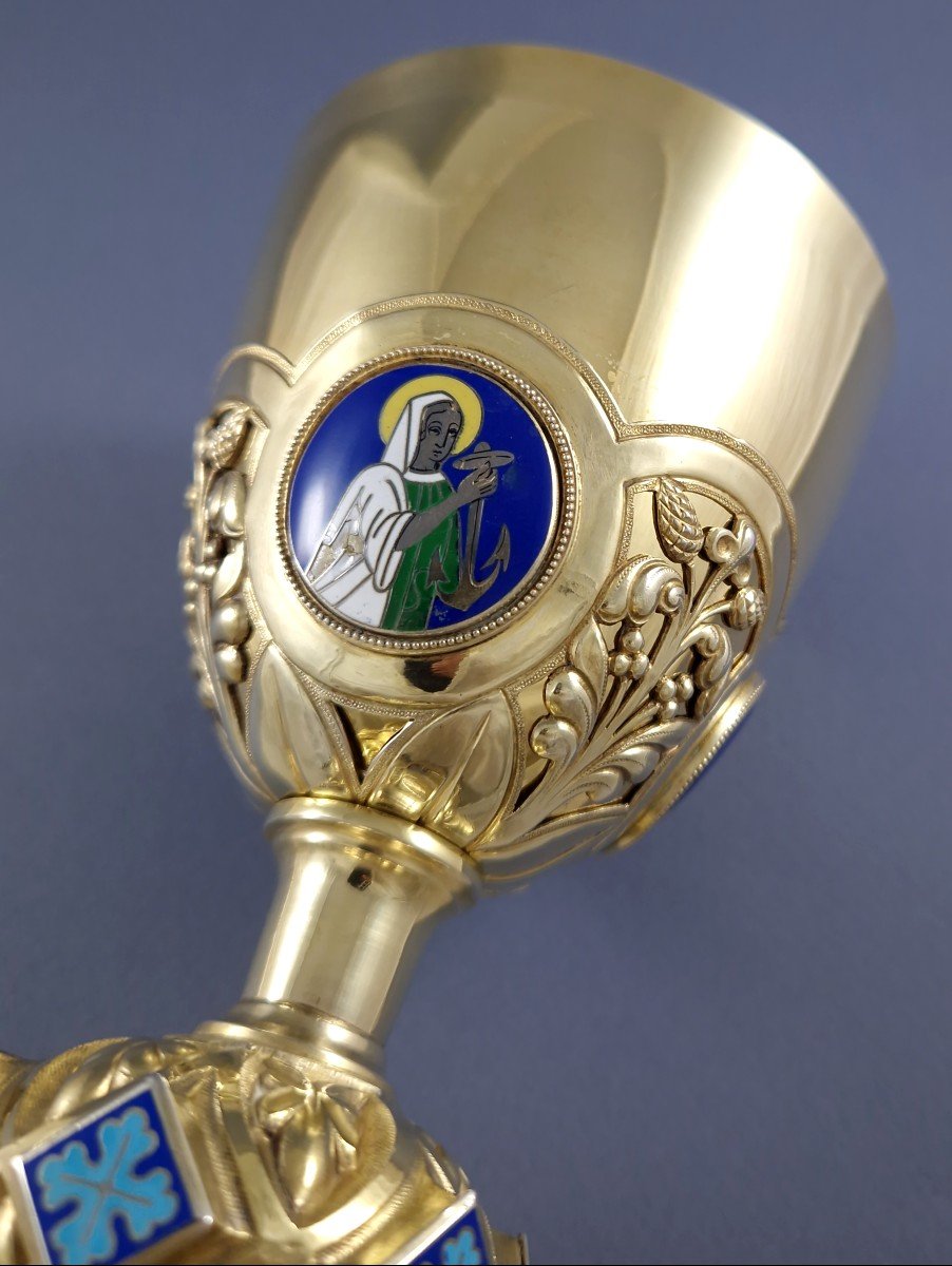 Chalice In Sterling Silver Gilt And Enamel-photo-5