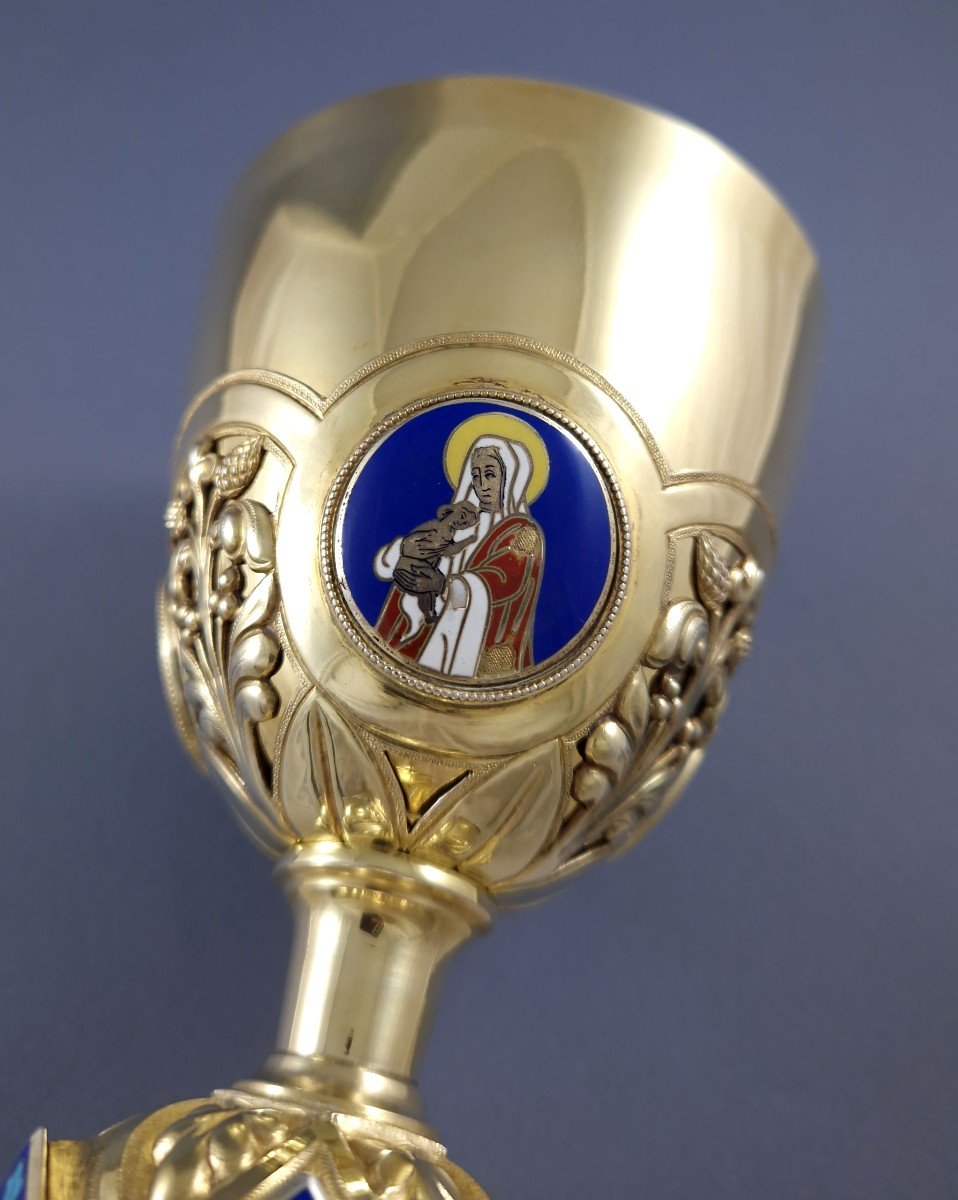 Chalice In Sterling Silver Gilt And Enamel-photo-6