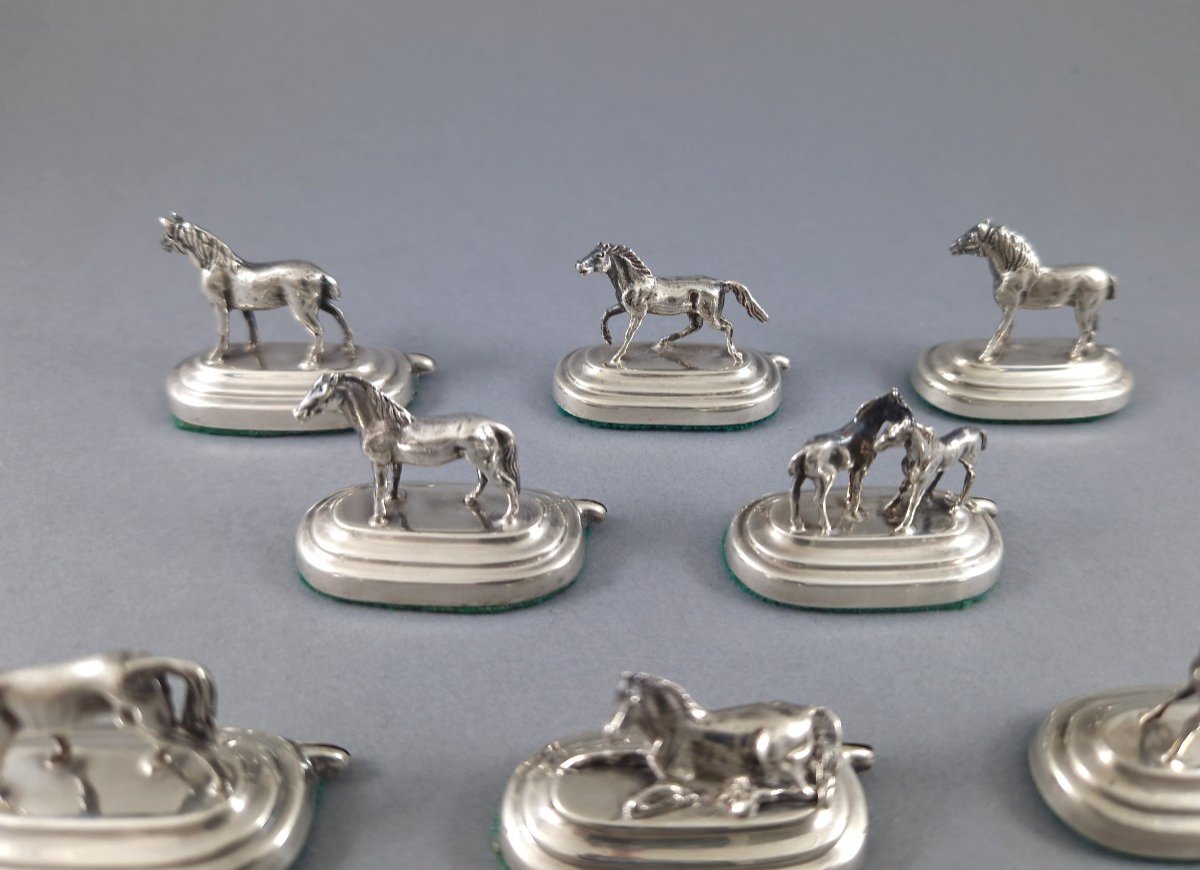 8 Sterling Silver Place Card Holders Horses-photo-4