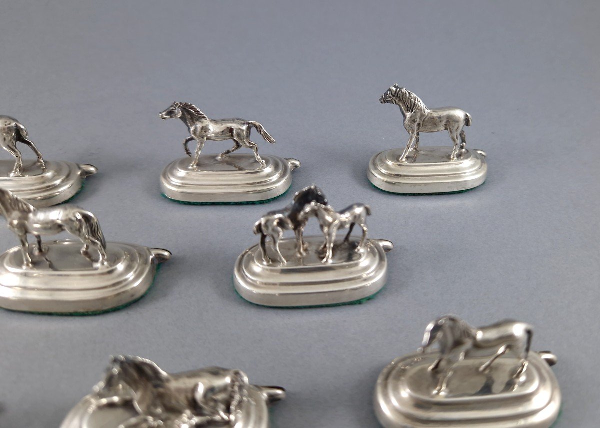 8 Sterling Silver Place Card Holders Horses-photo-1