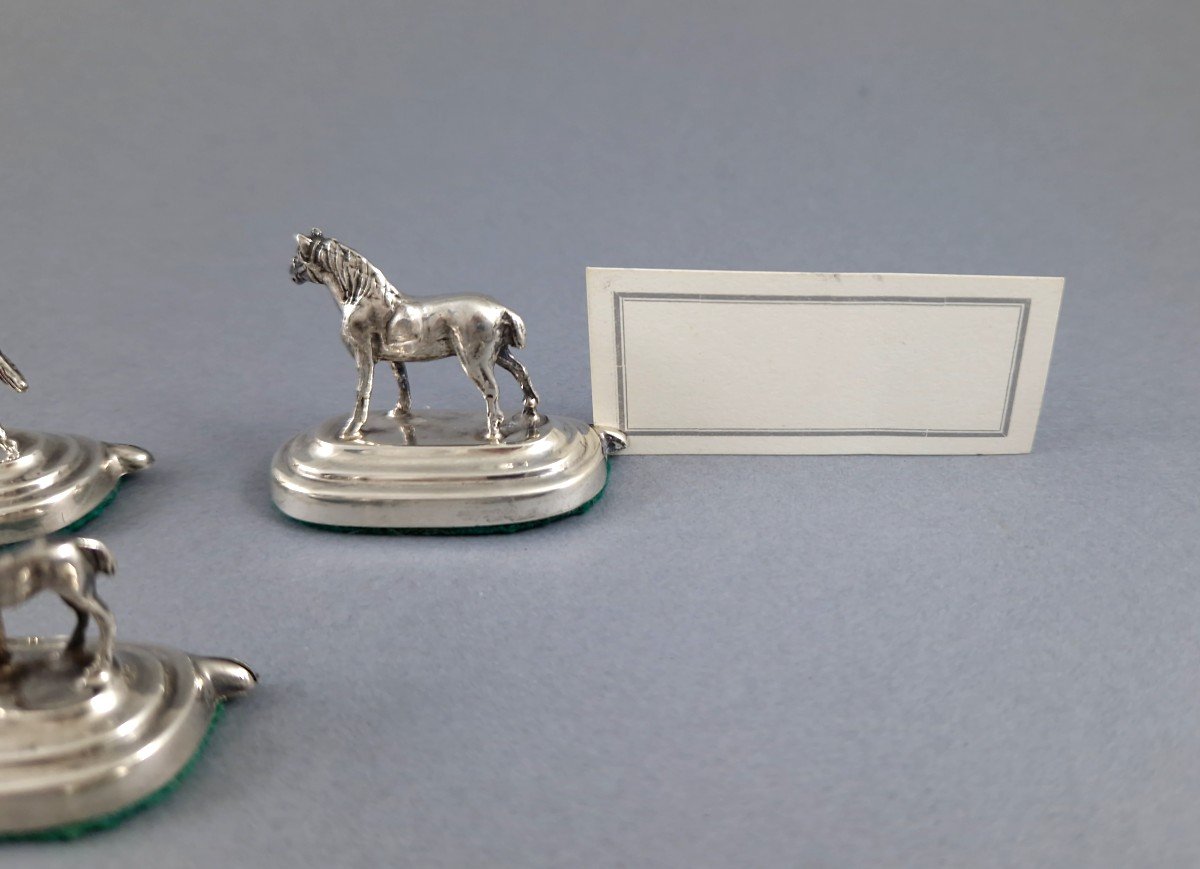 8 Sterling Silver Place Card Holders Horses-photo-2