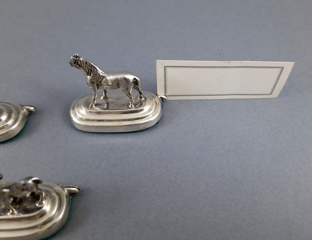 8 Sterling Silver Place Card Holders Horses-photo-3