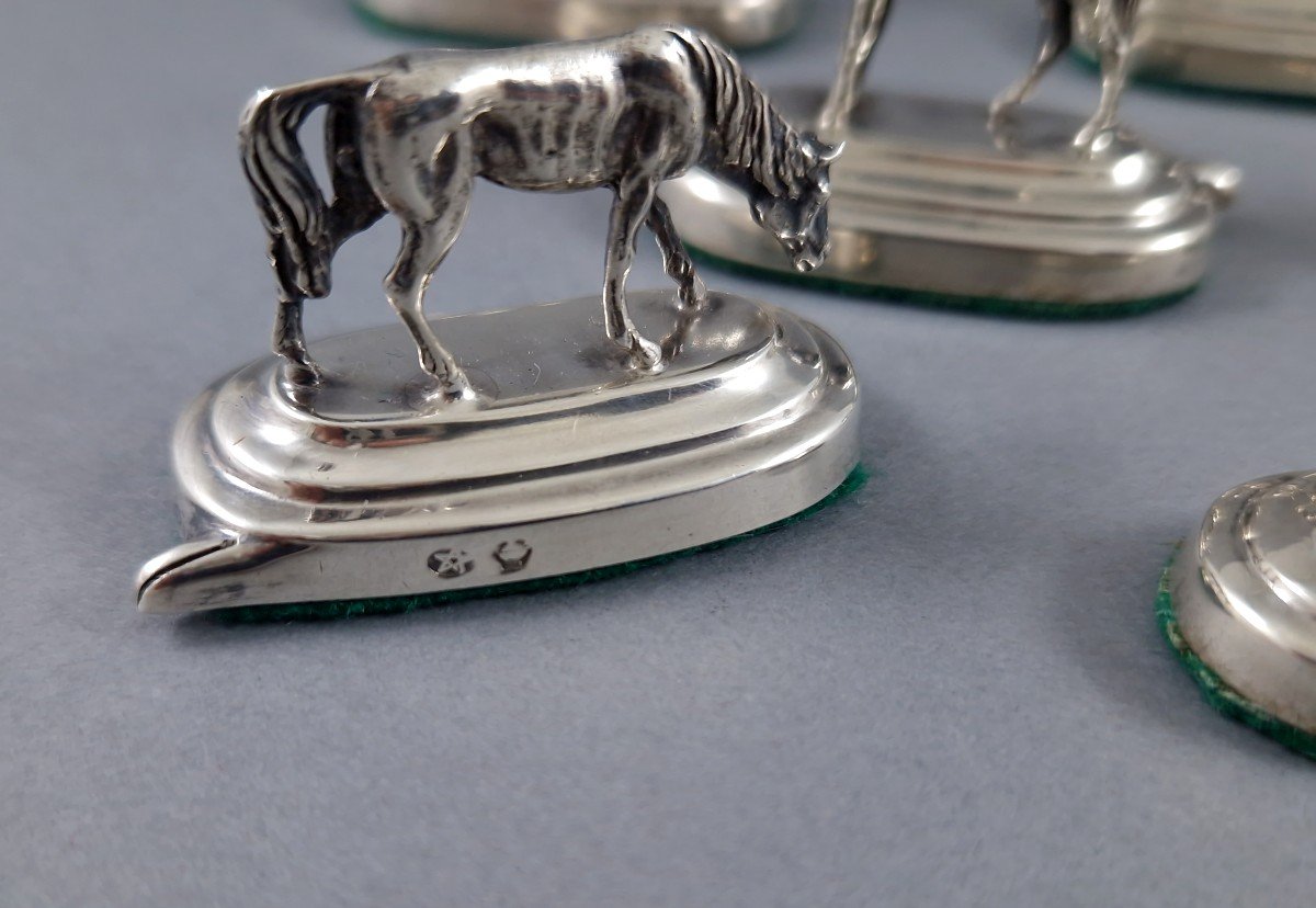 8 Sterling Silver Place Card Holders Horses-photo-4