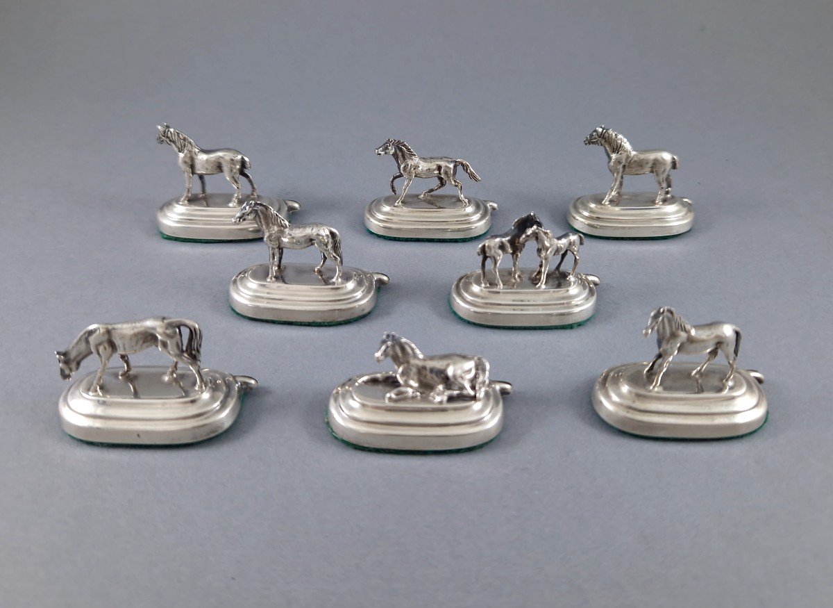 8 Sterling Silver Place Card Holders Horses