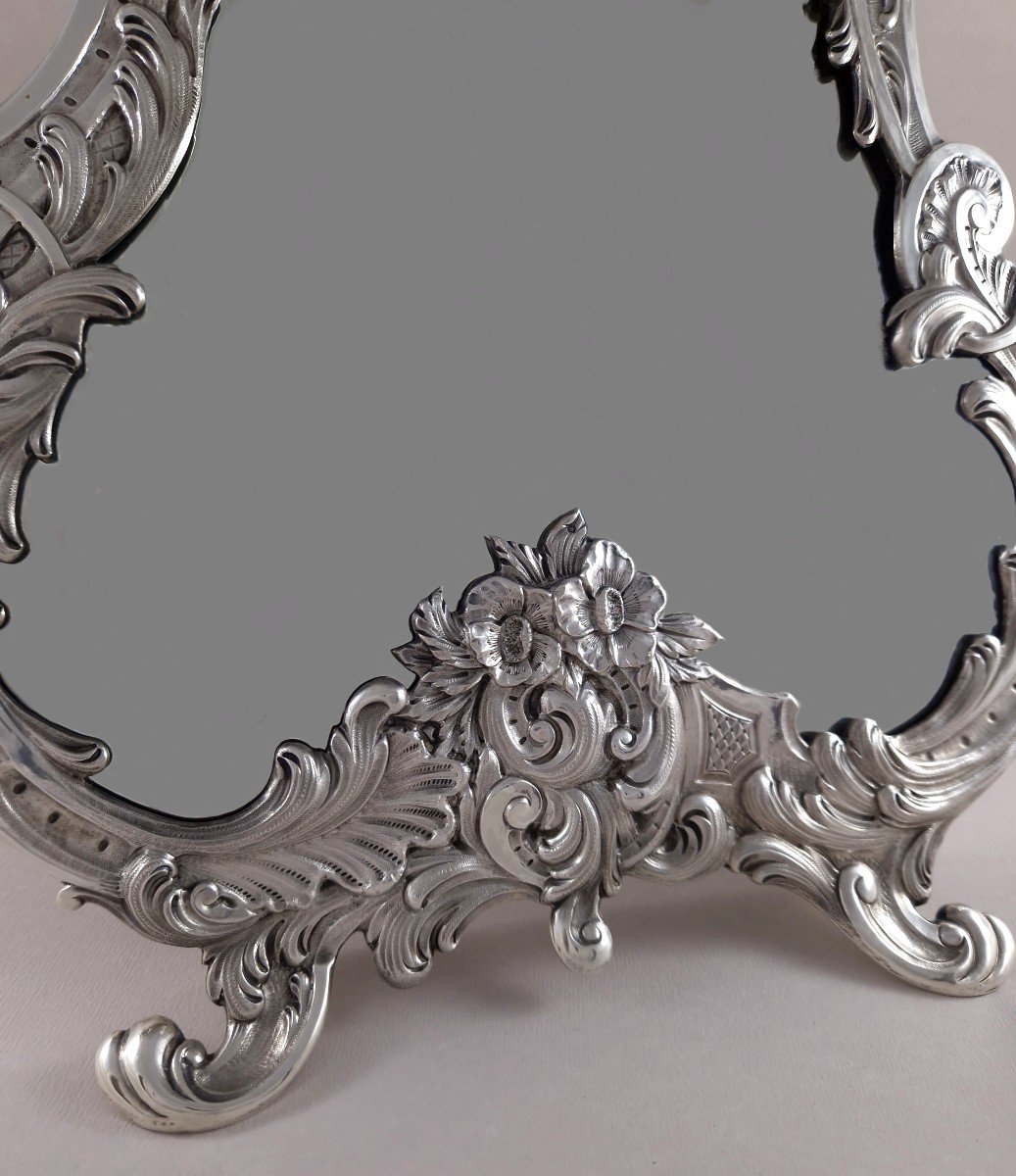 Large Sterling Silver Table Mirror-photo-3