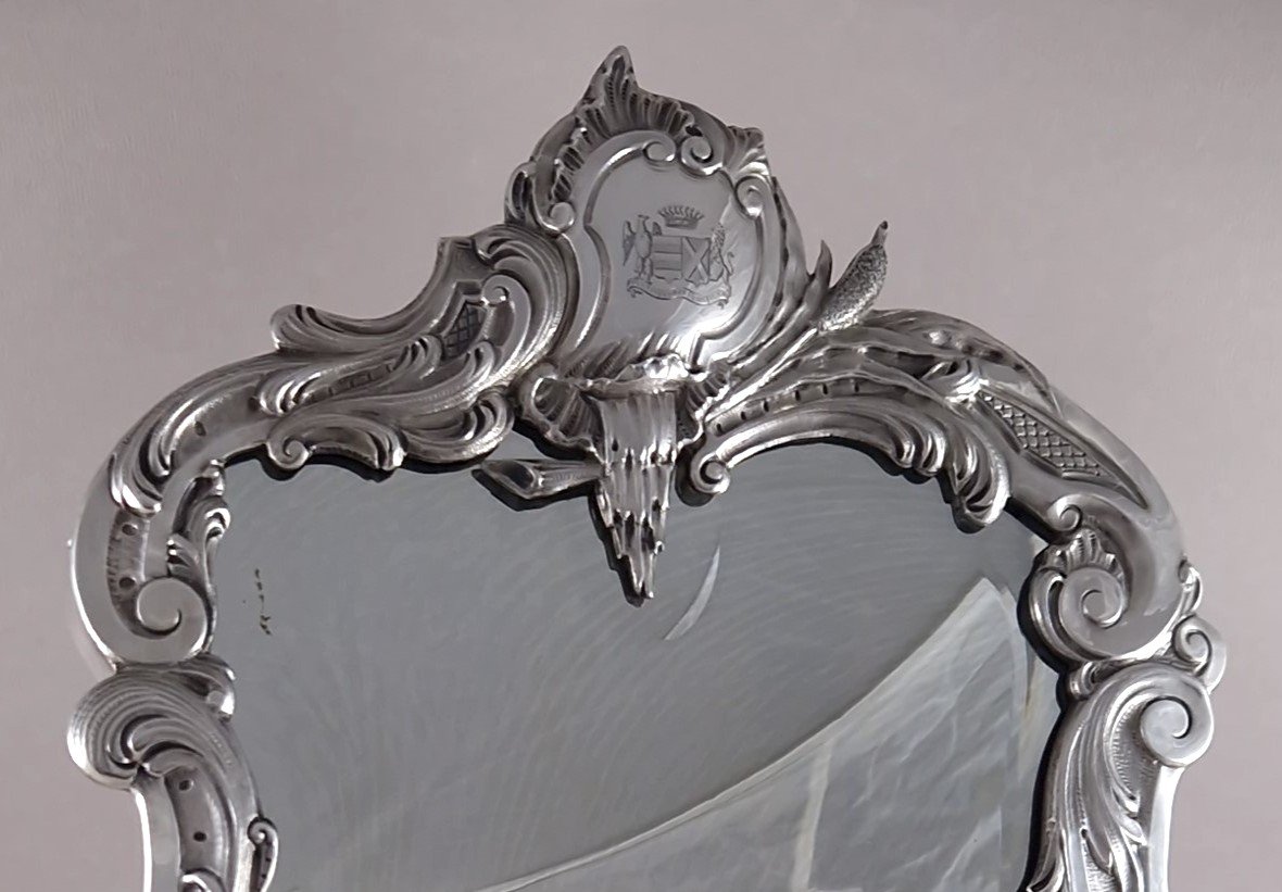 Large Sterling Silver Table Mirror-photo-1