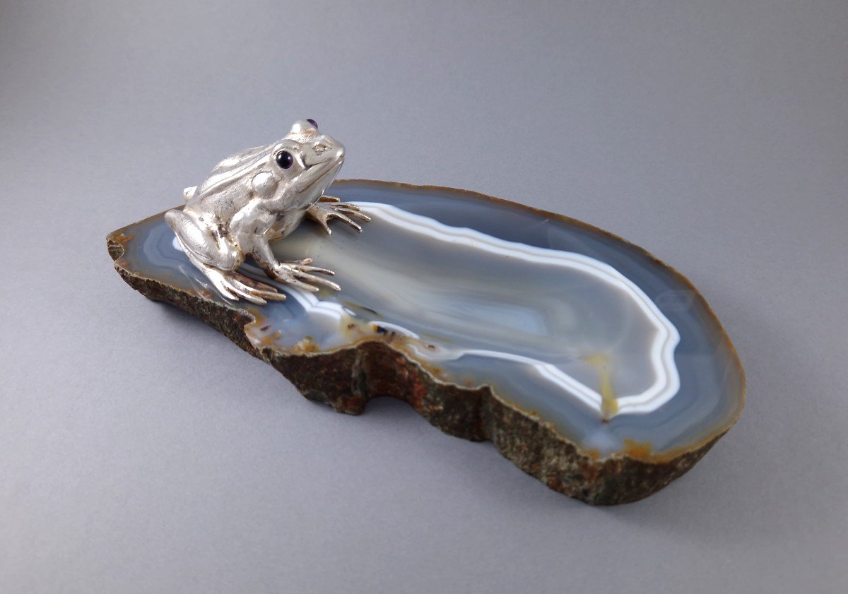 Buccellati - Agate And Sterling Silver Trinket Bowl With A Frog-photo-2