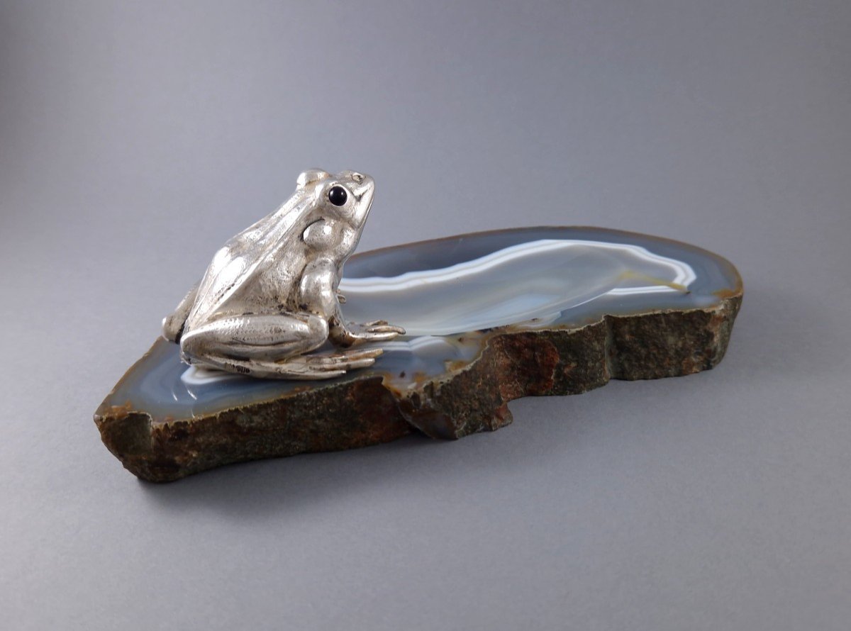 Buccellati - Agate And Sterling Silver Trinket Bowl With A Frog-photo-3