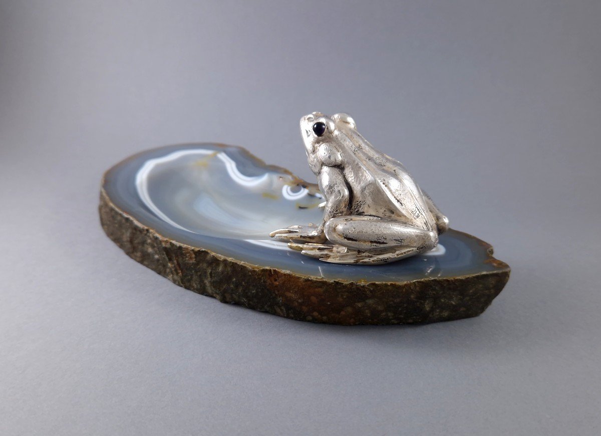 Buccellati - Agate And Sterling Silver Trinket Bowl With A Frog-photo-1