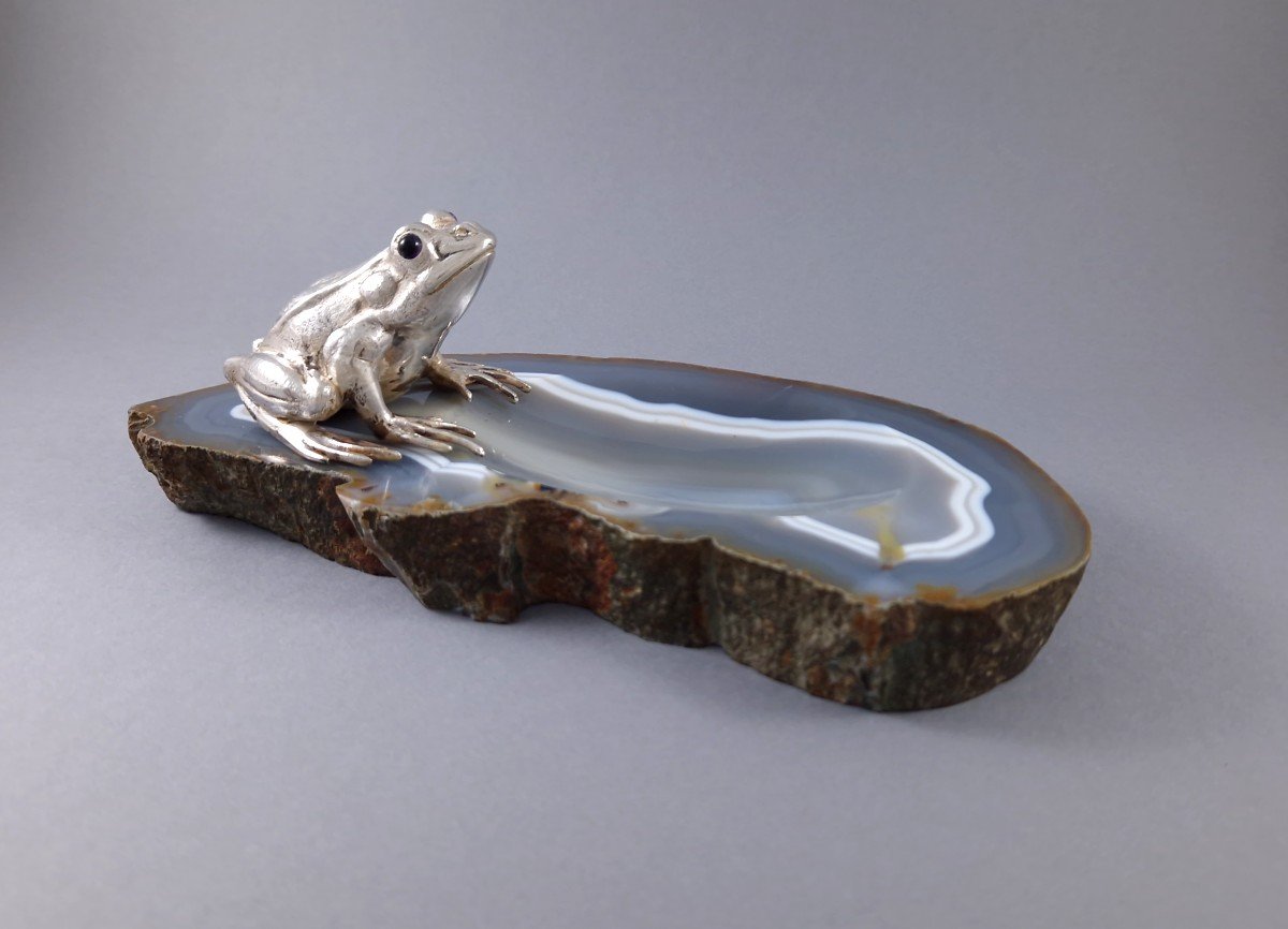 Buccellati - Agate And Sterling Silver Trinket Bowl With A Frog