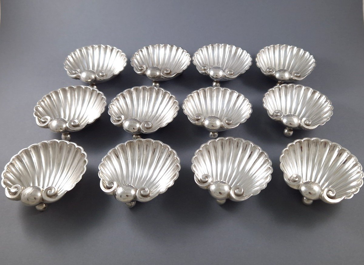 12 Sterling Silver Shell Bowls