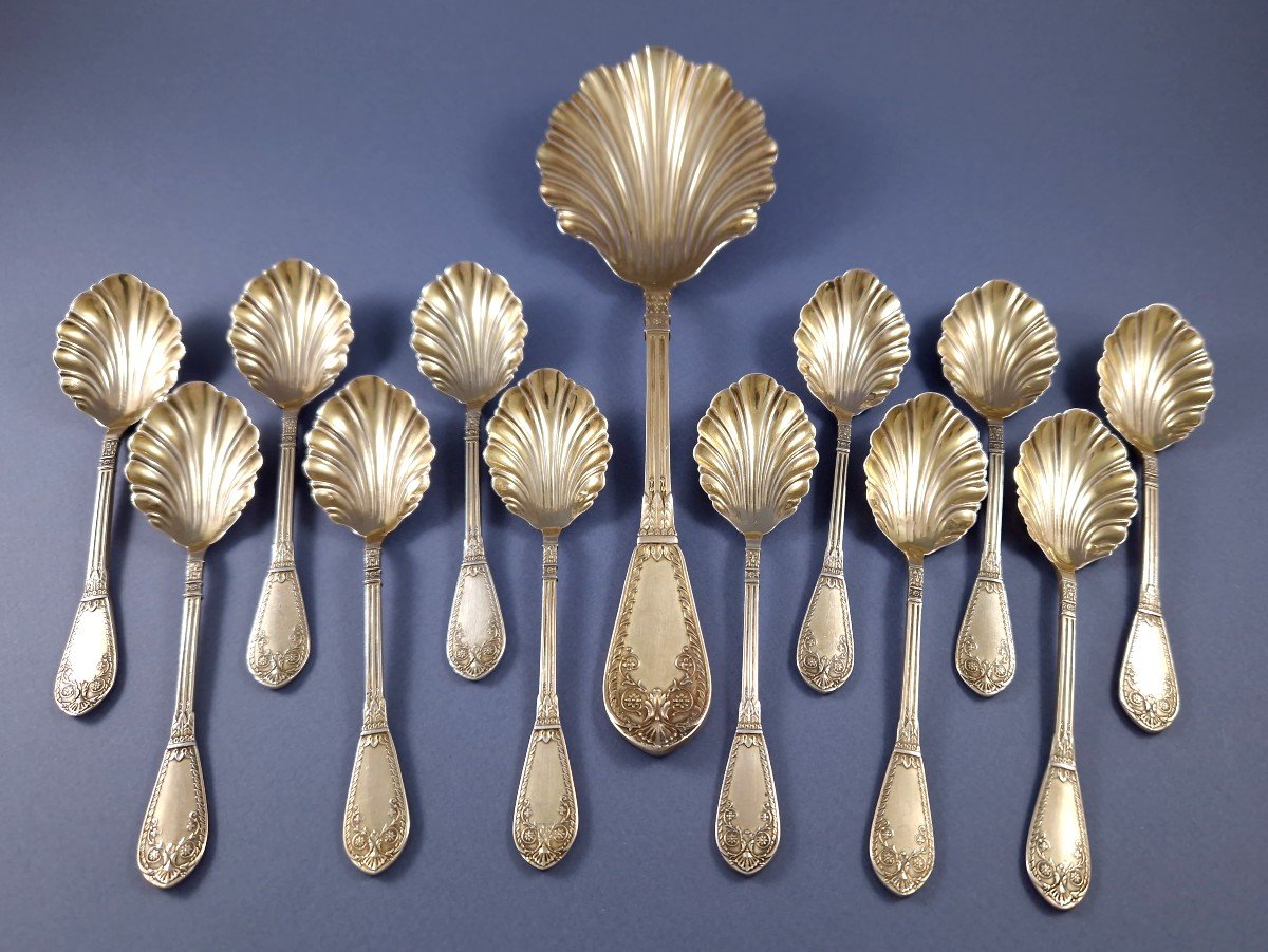 Sterling Silver-gilt Ice Cream Service