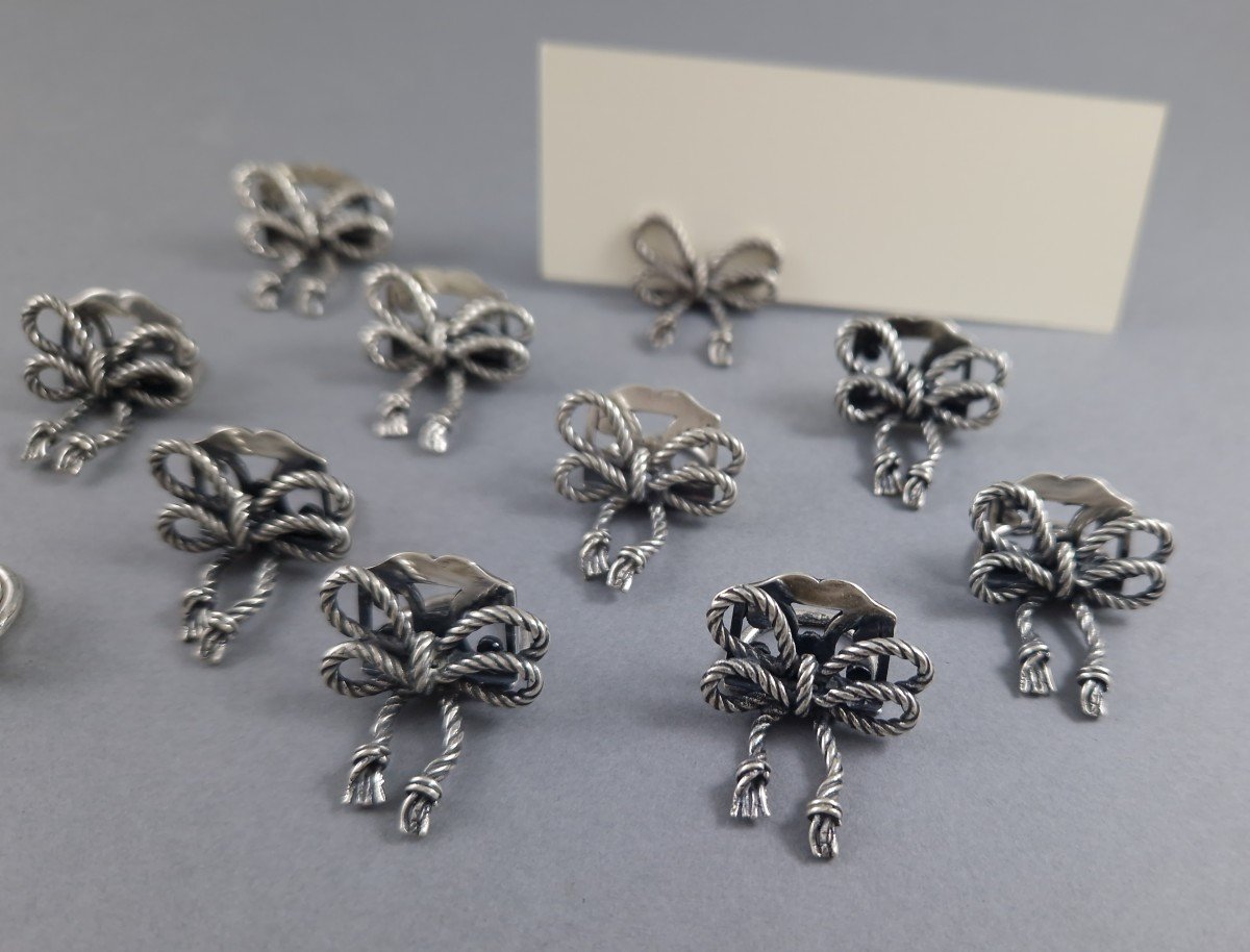 12 Sterling Silver Place Card Holders-photo-1