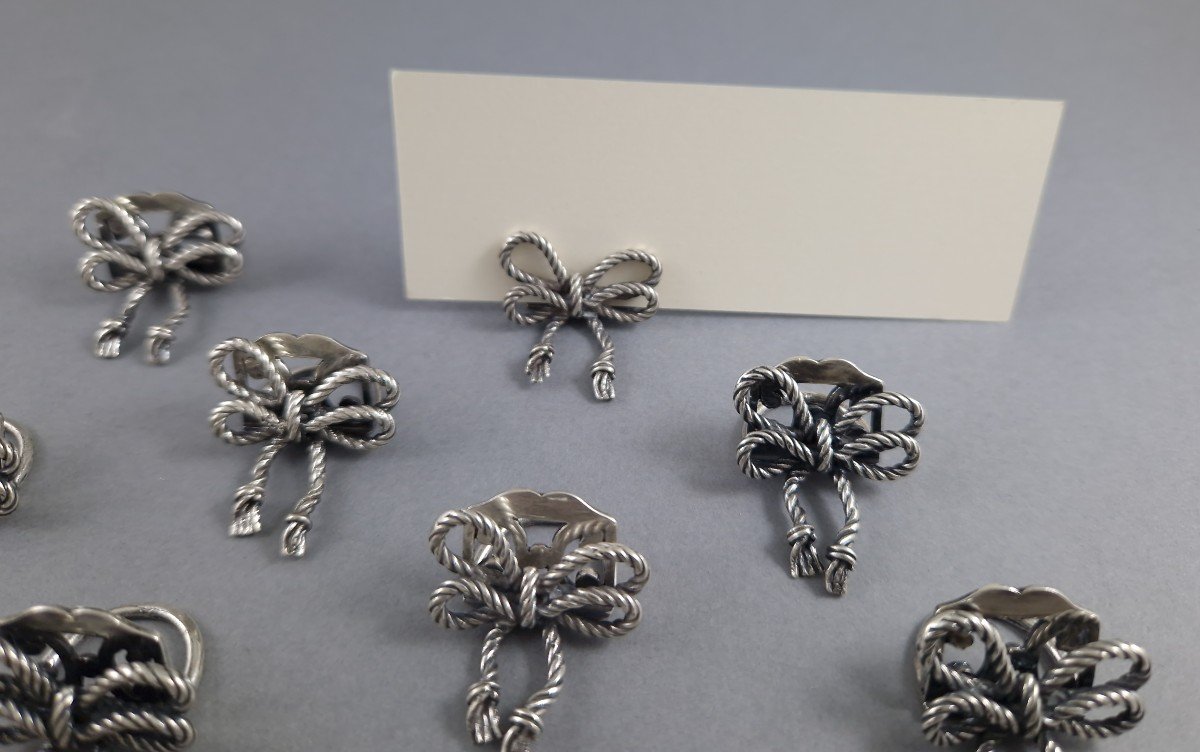 12 Sterling Silver Place Card Holders-photo-2