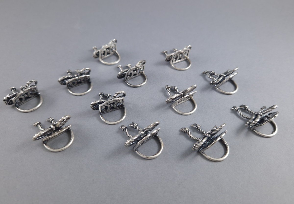 12 Sterling Silver Place Card Holders-photo-3