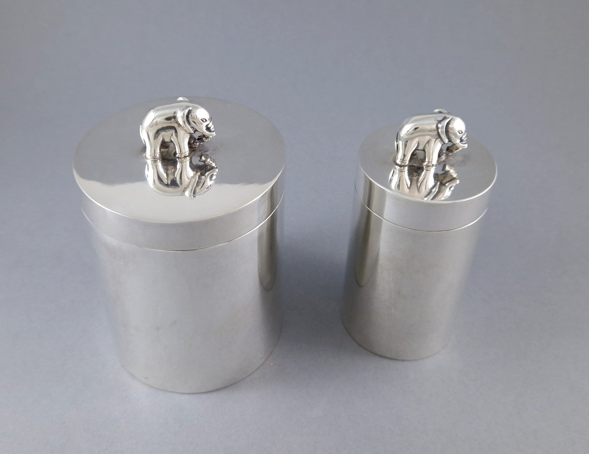 2 Sterling Silver Boxes Elephant-photo-2