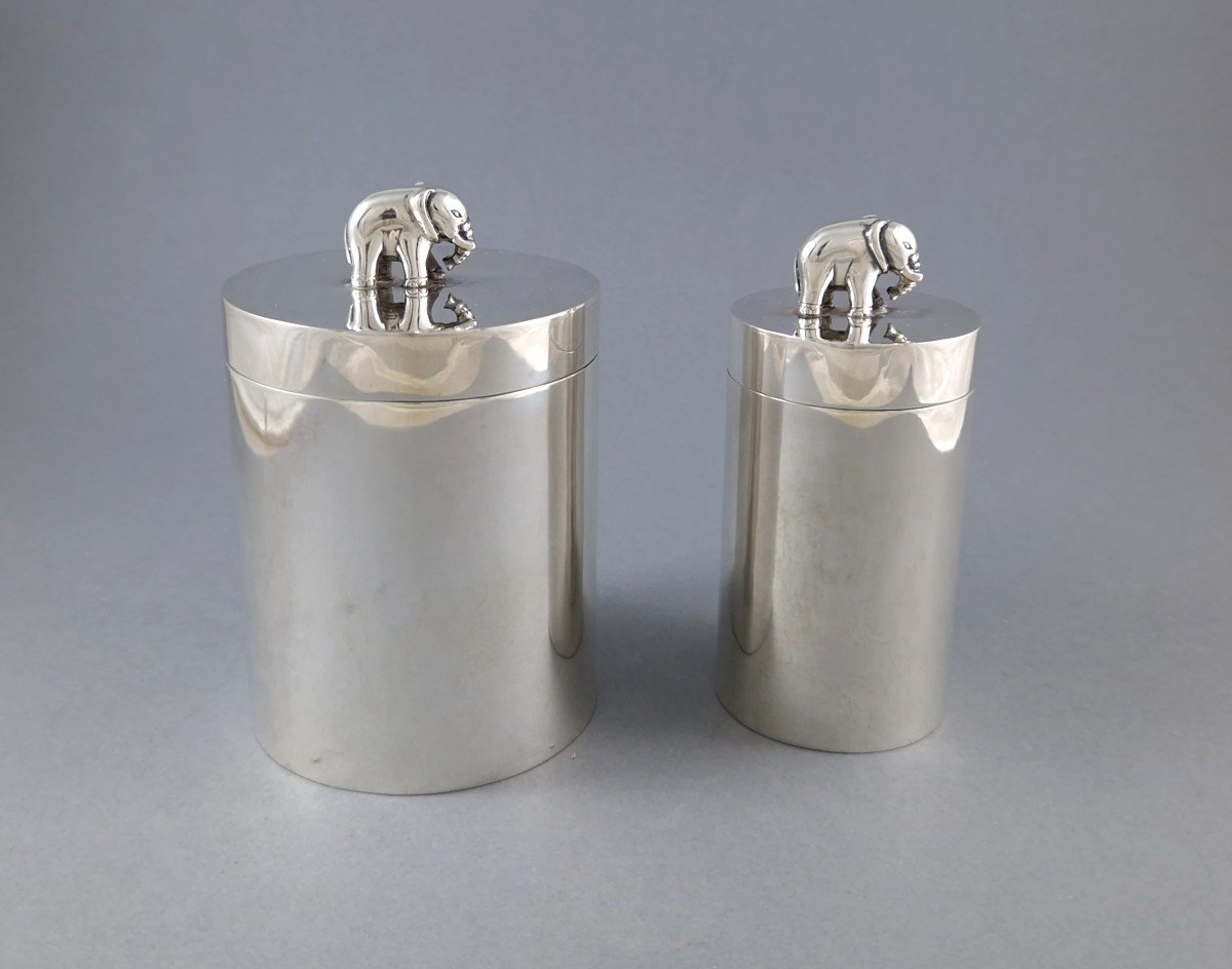 2 Sterling Silver Boxes Elephant