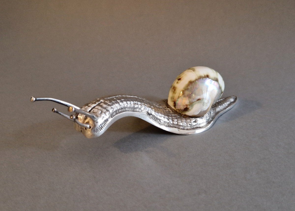 Sterling Silver Snail And Shell-photo-2