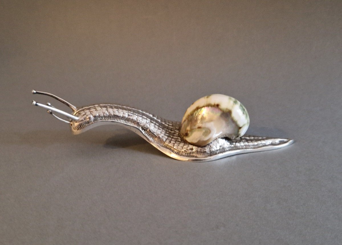 Sterling Silver Snail And Shell-photo-3