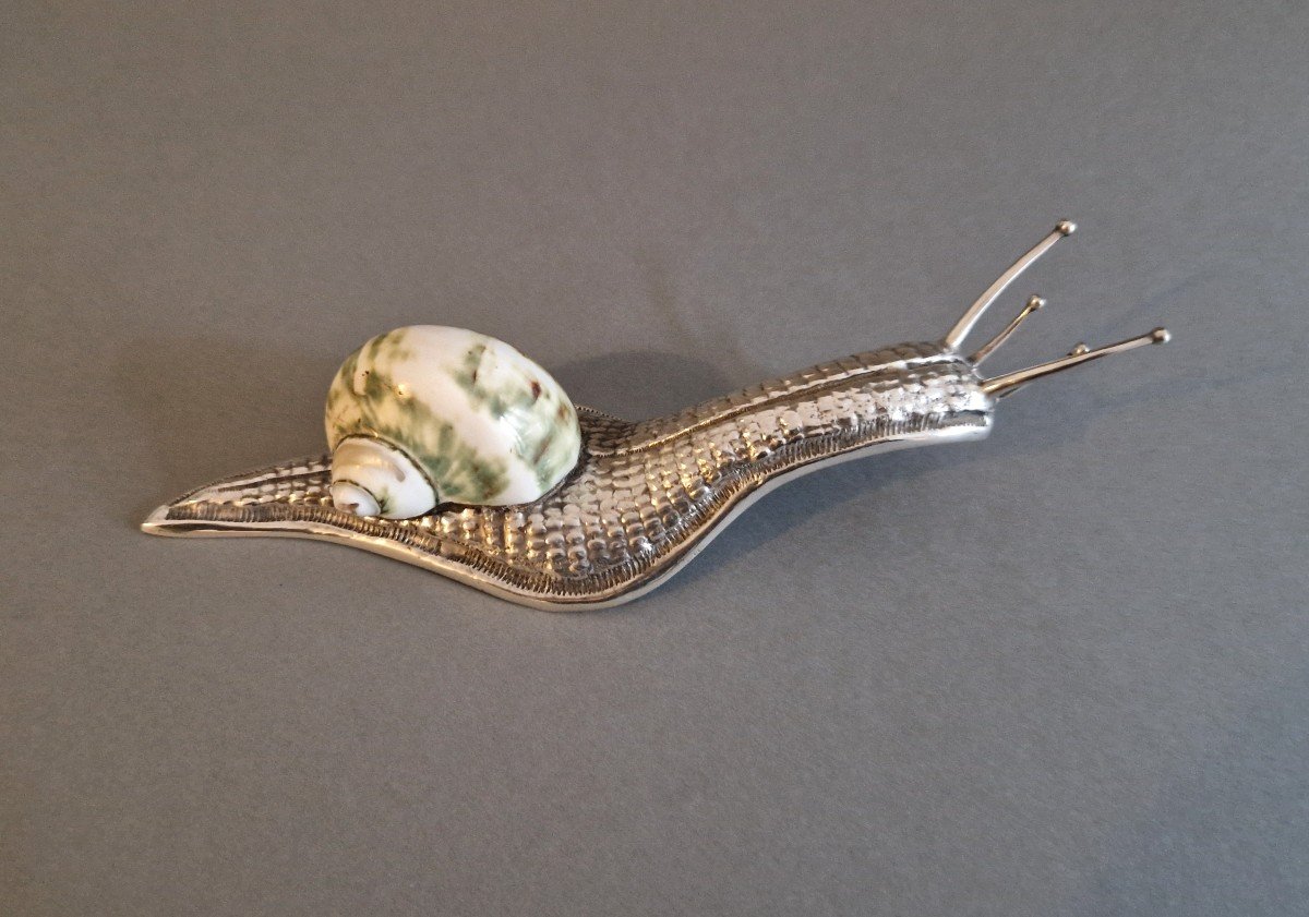 Sterling Silver Snail And Shell-photo-5