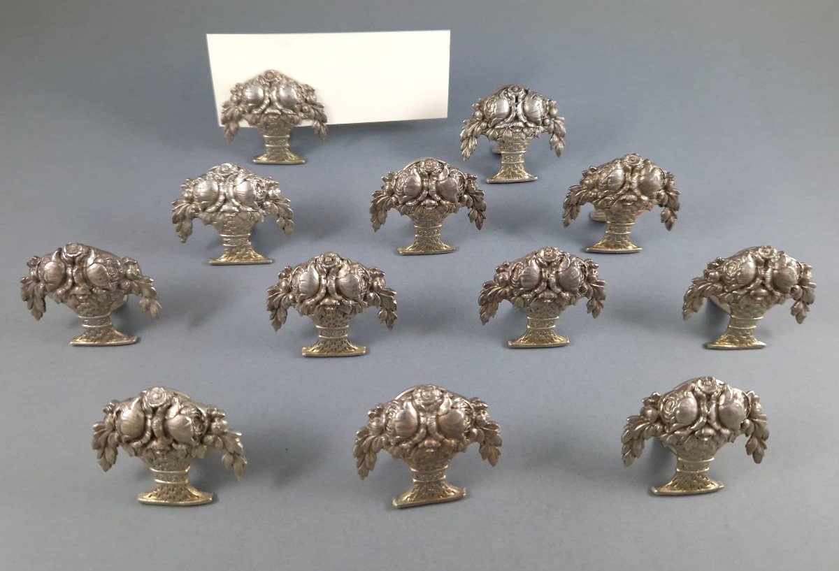 12 Sterling Silver Place Card Holders-photo-3