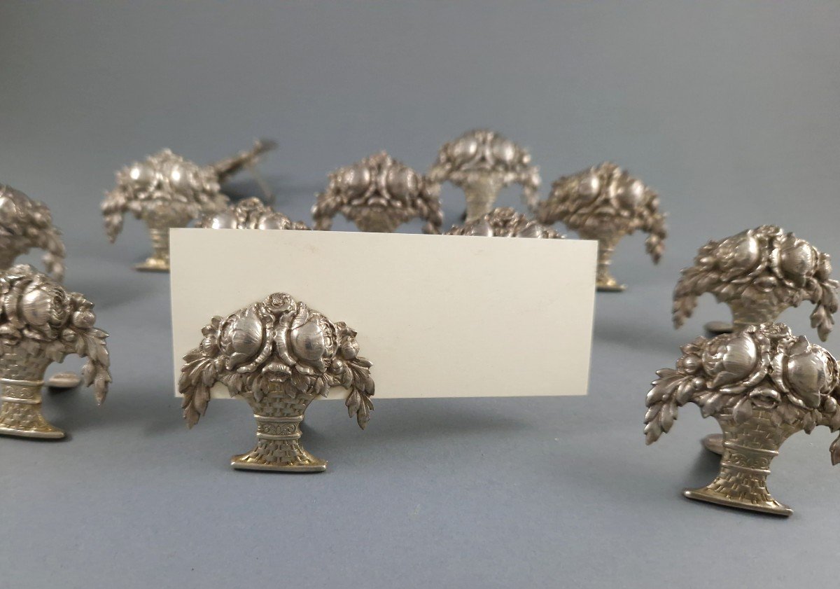 12 Sterling Silver Place Card Holders-photo-4