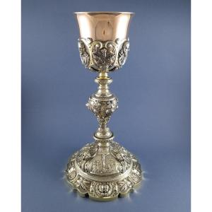 Large Sterling Silver Gilt Chalice By Favier Frères