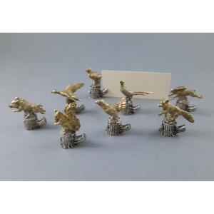 8 Animal Place Card Or Menu Holders In Sterling Silver With Hunting Theme